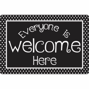 Ashley Productions, Inc. Mat,Everyone is Welcome Here,BK/WE Dots,23-1/2"x15-1/2",MI