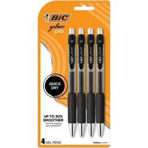 Bic  Pen,Gelocity Pro,Retractable,Medium,0.7mm,4/PK,Black
