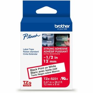 Brother  Label Tape,Xtra-Strength,f/P-touch,0.47"x26.2',BlackonWhite