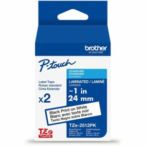 Brother  Label Tape,Lamin,f/P-touch,0.94"x26.2',2/PK,BlackonWhite