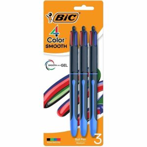 Bic  Pen,4-Color,Retractable,1.0mm,3/Pack,Blue/Black/Red/Green