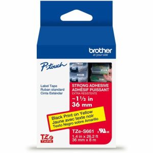 Brother  Label Tape,Xtra-Strength,f/P-touch,1.4"x26.2',BlackonYellow