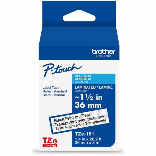 Brother Label Tape,Laminated,f/P-touch,1.4"x26.2',BlackonClear