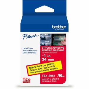 Brother  Label Tape,Xtra-Strength,f/P-touch,0.94"x26.2',BlackonYellow