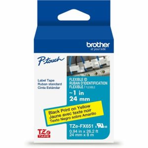Brother  Label Tape,Flex,Lamin,f/P-touch,0.94"x26.2',BlackonYellow