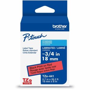 Brother  Label Tape,Lamin.,f/P-touch,0.7"x26.2',BlackonRed