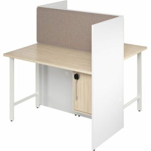 Bush Business Furniture  Cube Desks,w/Cab/Full Tackbd,2-Person,47"x24"x48",WE/NTL Elm