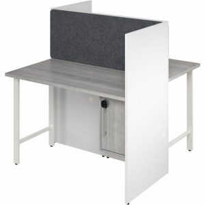 Bush Business Furniture  Cube Desks,w/Cab/Full Tackbd,2-Person,47"x24"x48",WE/PlatGY