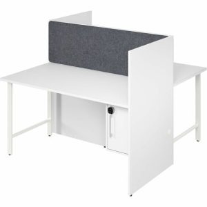 Bush Business Furniture  Cube Desks,w/Cabinet/Full Tackbd,2-Person,59"x30"x48",White