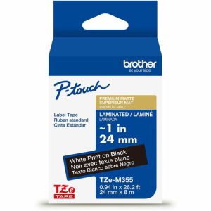 Brother  Label Tape,Laminate,f/P-touch,0.94"x26.2',WhiteonMatteBlack