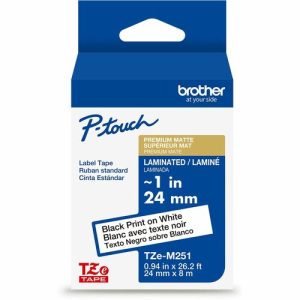 Brother  Label Tape,Laminate,f/P-touch,0.94"x26.2',BlackonMatteWhite