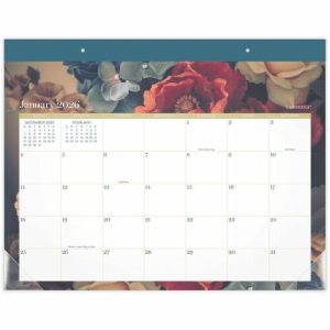 AT-A-GLANCE Desk Pad,Mthly,Jan-Dec,21.75"x17"Page Size,Dark Floral