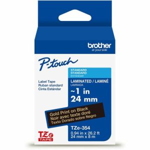 Brother  Label Tape,Laminated,f/P-touch,0.94"x26.2',GoldonBlack