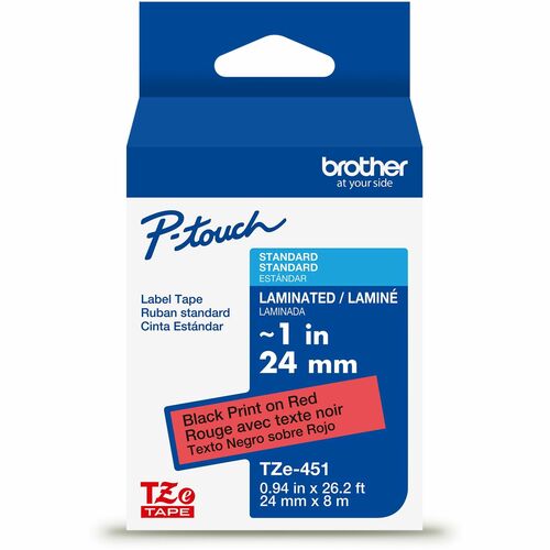 Brother Label Tape,Laminated,f/P-touch,0.94"x26.2',BlackonRed