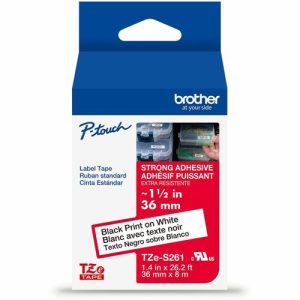 Brother  Label Tape,Xtra-Strength,f/P-touch,1.4"x26.2',BlackonWhite