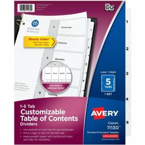 Avery  Index Dividers, 1-5 Tab, 8-1/2"x11", 1 ST, BK/WE