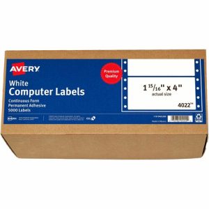 Avery Labels, Pin-Fed, 1 Across, 15/16"x4", 5000/BX, White