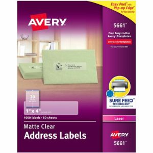 Avery  Laser Labels, Address, 1"x4", 1000/BX, Matte CL