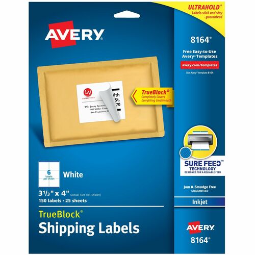 Avery Inkjet Labels, Shipping, Permanent, 3-1/3"x4", 150/PK, WE