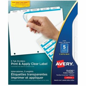 Avery  Index Maker, Laser, Punched, 5-Tabs, 5 ST/PK, 8-1/2"x11",CL