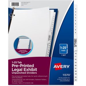 Avery  Index Divider,1-25,w/Table of Content,11"x8-1/2",WE