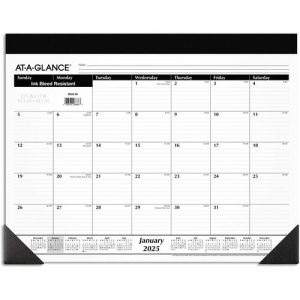 AT-A-GLANCE  Classic Desk Pad Calendar,12 Mth Jan-Dec,22"x17", BK/WE