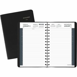 AT-A-GLANCE  Daily Appointment Book, 12 Mths Jan-Dec, 4-7/8"x8", Black