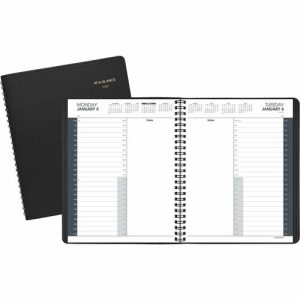 AT-A-GLANCE  24 Hour Daily Appt Book, 12 Mth Jan-Dec, 8-1/2"x11", Black