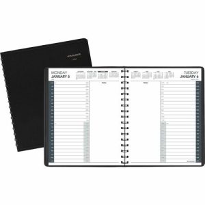 AT-A-GLANCE  Daily Appt Book,12 Mths Jan-Dec, 6-7/8"x8-3/4", Black