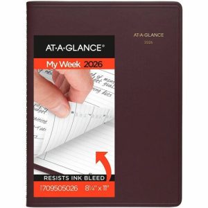 AT-A-GLANCE  Weekly Appointment Book, Jan-Jan, 8-1/4"x10-7/8", Winestone