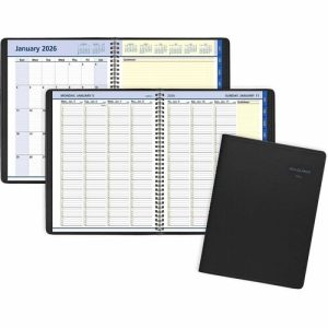 AT-A-GLANCE  Weekly/Monthly Planner,12 Mths Jan-Dec,10-7/8"x8-1/4", BK