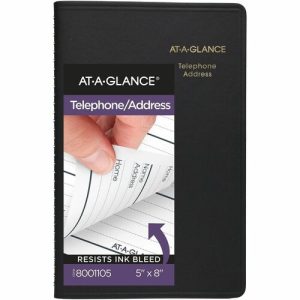 AT-A-GLANCE  Telephone/Address Book, Wirebound, A-Z Tabs, 4-7/8"x8", BK