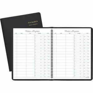 AT-A-GLANCE  Visitor Registration Book, 900 Entries, 8-1/2"x11", Black