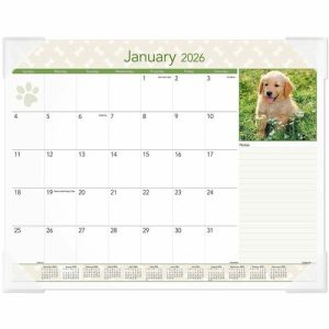 AT-A-GLANCE Monthly Desk Pad/Calendar, 12 Mth Jan-Dec, 22"x17", Puppies
