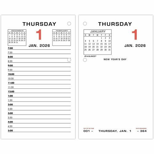 AT-A-GLANCE Calendar Refill,F/17 Base,Mthly Tabs,3-1/2"x6",BK/RD Inks