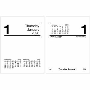 AT-A-GLANCE  Compact Desk Calendar Refill F/E19 Base,w/Tabs,3-3/4"x3"