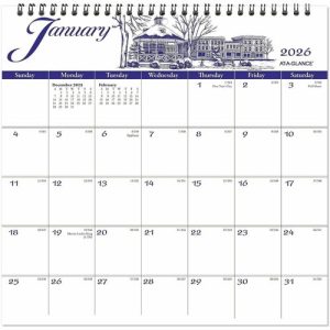 AT-A-GLANCE  Wall Calendar,Full Month Per Page,12"x11-3/4",Blue/White