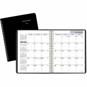 AT-A-GLANCE  Monthly Planner, 12 Mths Jan-Dec, 6-7/8"x8-3/4", Black