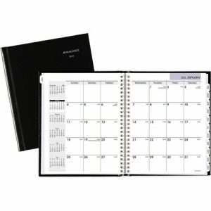 AT-A-GLANCE  Desk Monthly Planner, Tabbed Jan-Dec, 6-7/8"x8-3/4", Black