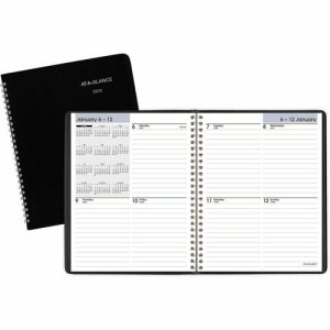 AT-A-GLANCE  Weekly Appt Book, 12 Months Jan-Dec, 6-7/8"x8-3/4", Black