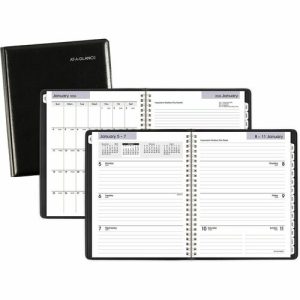 AT-A-GLANCE  Weekly Executive Planner, Jan-Dec, 6-7/8"x8-3/4", Black