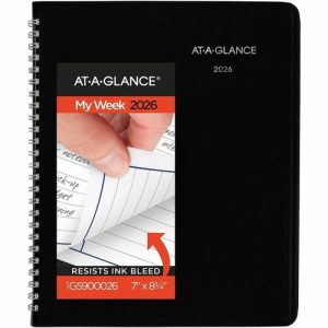AT-A-GLANCE  Weekly Planner, 12 Mth Jan-Dec, 2PPW, 6-7/8"x8-3/4", Black