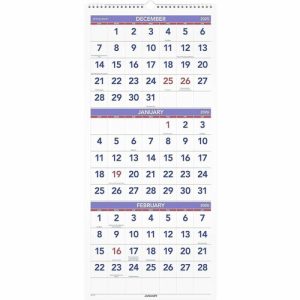 AT-A-GLANCE  Wall Calendar,14 Mths Dec-Jan, 3MPP, 12"x27",White