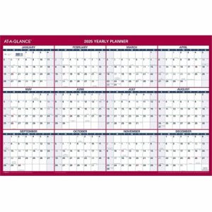 AT-A-GLANCE  Wall Calendar,2-Sided,Horz/Vert,12 Months,36"x24",Red/Blue