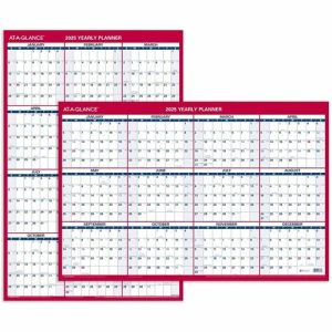 AT-A-GLANCE  Erasable Wall Calendar,2-Sided,Horz/Vert,36"x24",Red/Blue