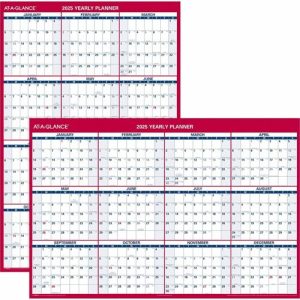 AT-A-GLANCE  Erasable Wall Calendar,2-Sided,Horz/Vert,48"x32",Red/Blue