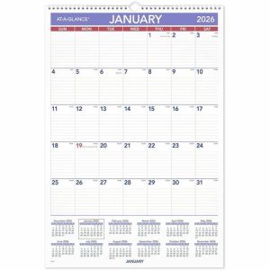 AT-A-GLANCE  Wall Calendar,Monthly,1PPM,Jan-Dec,15-1/2"x22-3/4",BE/WE