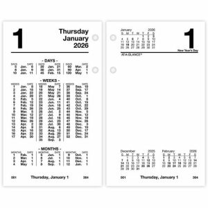 AT-A-GLANCE  Financial Desk Refill, F/ 17-Style Bases, Jan-Dec,3-1/2"x6"
