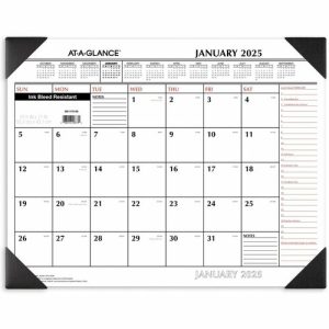 AT-A-GLANCE  Desk Pad Calendar,12 Mth Jan-Dec,1MPP,21.75"x17", Black/Red