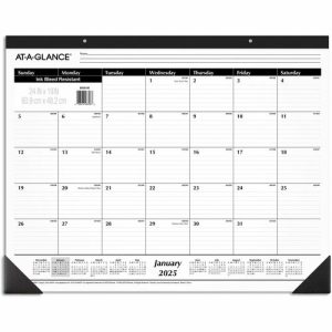 AT-A-GLANCE  Desk Calendar, 1PPM, 12 Mths, Jan-Dec, 24"x19", BK/WE